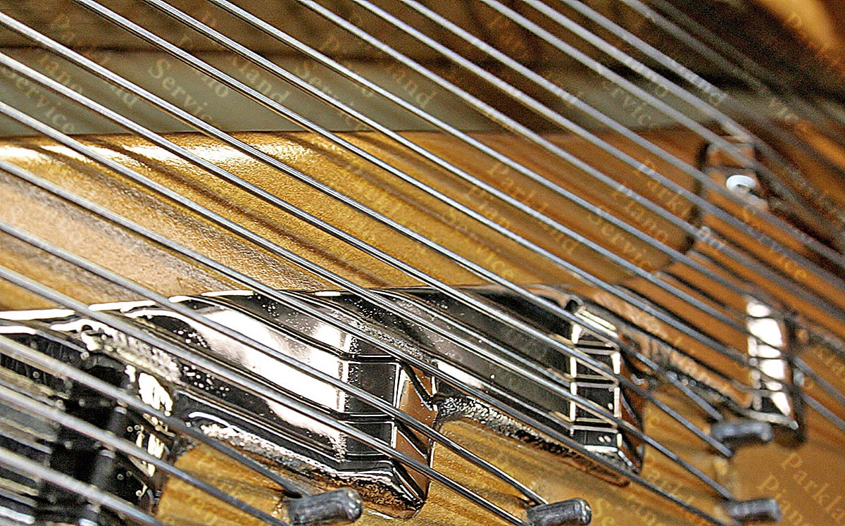 Newly installed piano strings