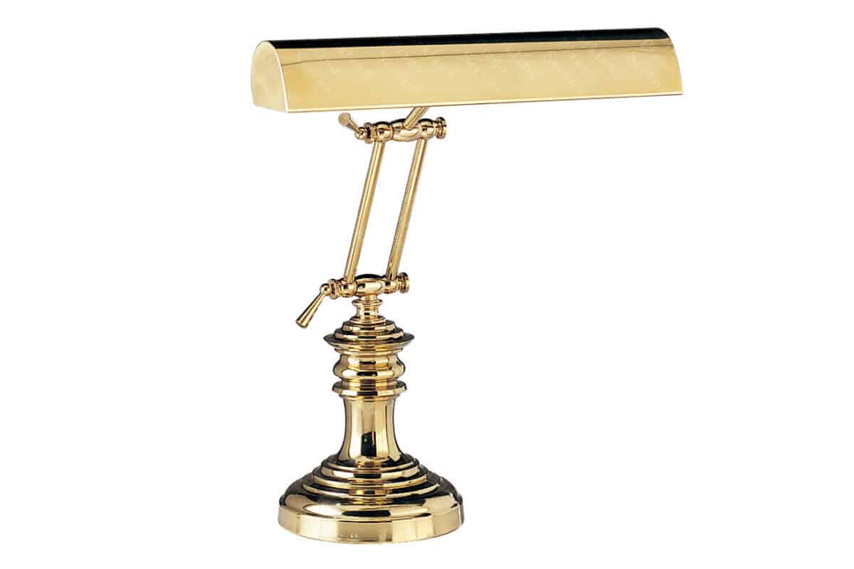 Handmade piano lamp in polished bronze